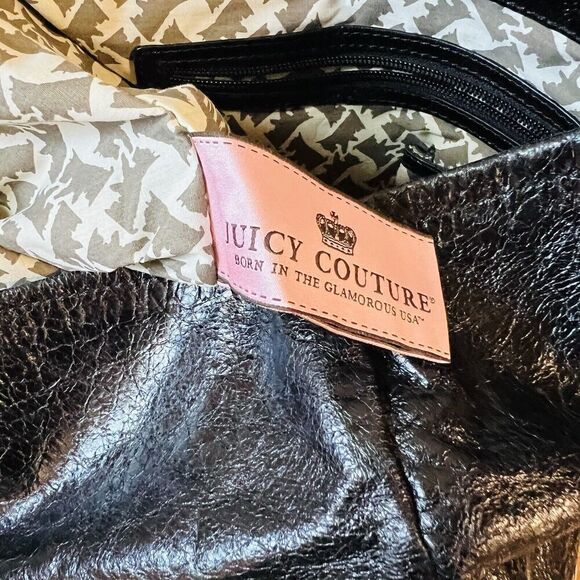 RARE Juicy Couture Leather Tote Bag Nice Girls Who Like Stuff Vtg Y2K Black EUC - Picture 6 of 11